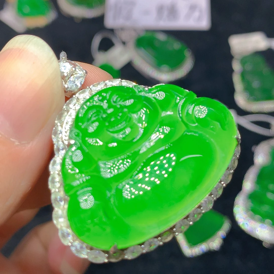 颈饰银S925镶嵌翡翠