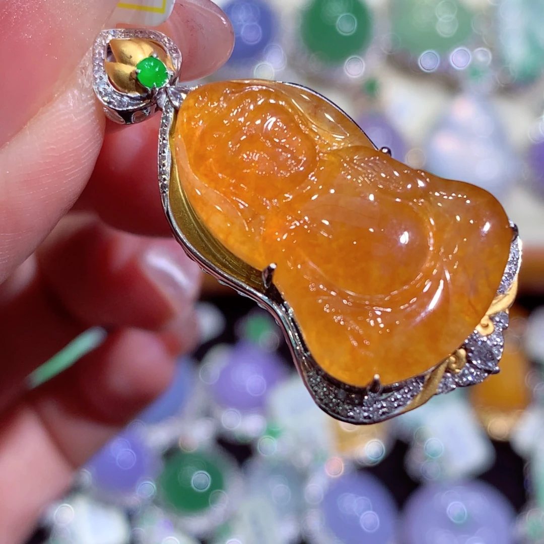 翡翠18K金镶嵌吊坠(不含链)