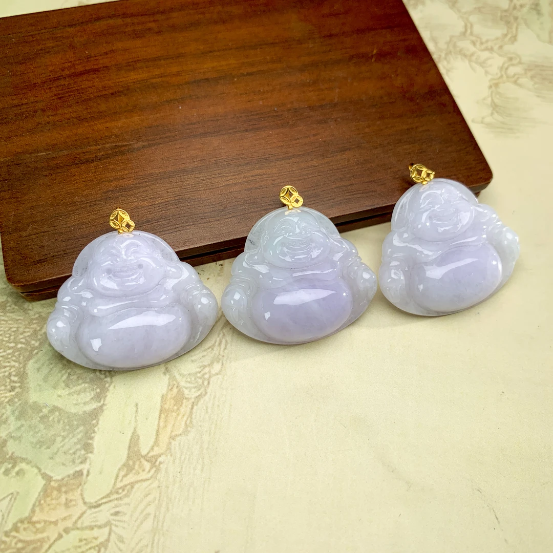 【刀客砍价王】天然A货翡翠18K金镶佛公多样性发一件赠皮绳&000181X