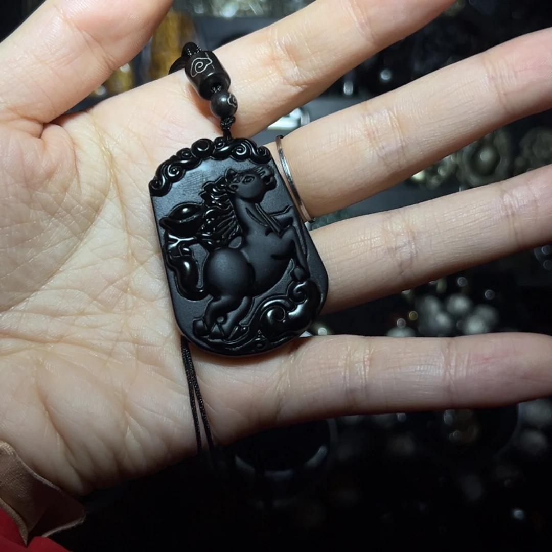 马***琼黑曜岩未镶嵌手链