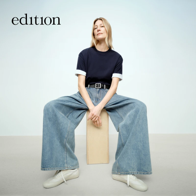 E+轻生活系列edition2025春季新款西裤式阔腿牛仔裤#EBE1JEN023