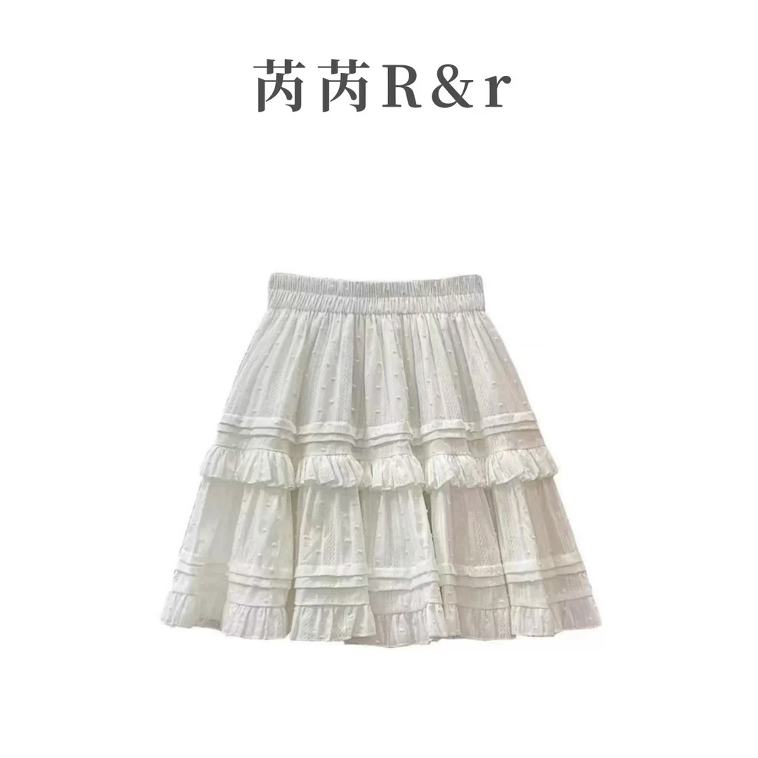 芮芮Rr - “蕾丝蛋糕”韩版减龄蕾丝蛋糕半身裙女2025新款高腰