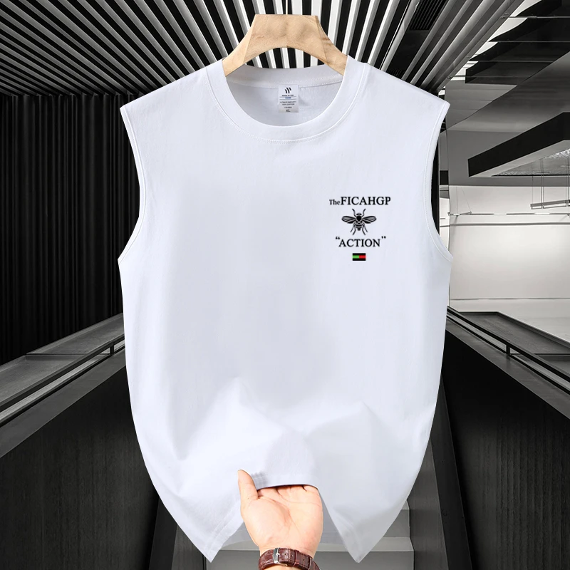 夏季新款纯棉圆领无袖潮流休闲运动背心男女同款跑步健身吸汗坎肩