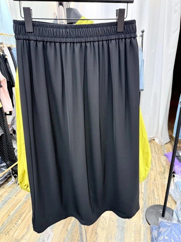 棉桐树夏季新款直筒开叉半身裙舒适休闲百搭女士