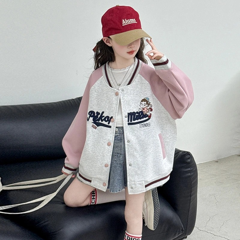 女童秋装外套2025新款儿童中大童春秋洋气韩版棒球服秋季夹克上衣