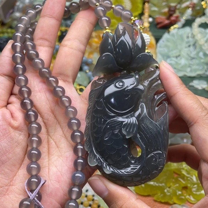 未镶嵌岫玉吊坠毛衣链锁骨链
