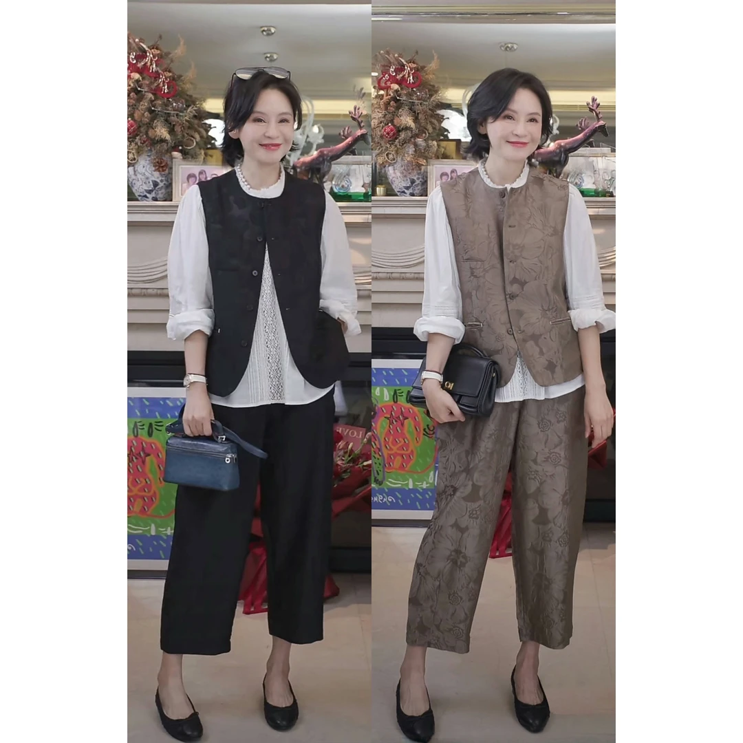 我是摩羯 百花绽放 36MM6A级桑蚕丝立体提花腰部松紧早秋裤子