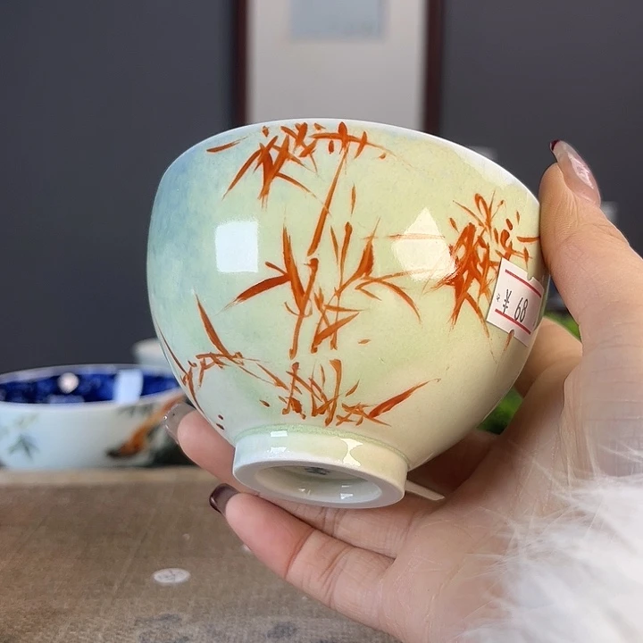 摆件景德柴烧茶杯多人