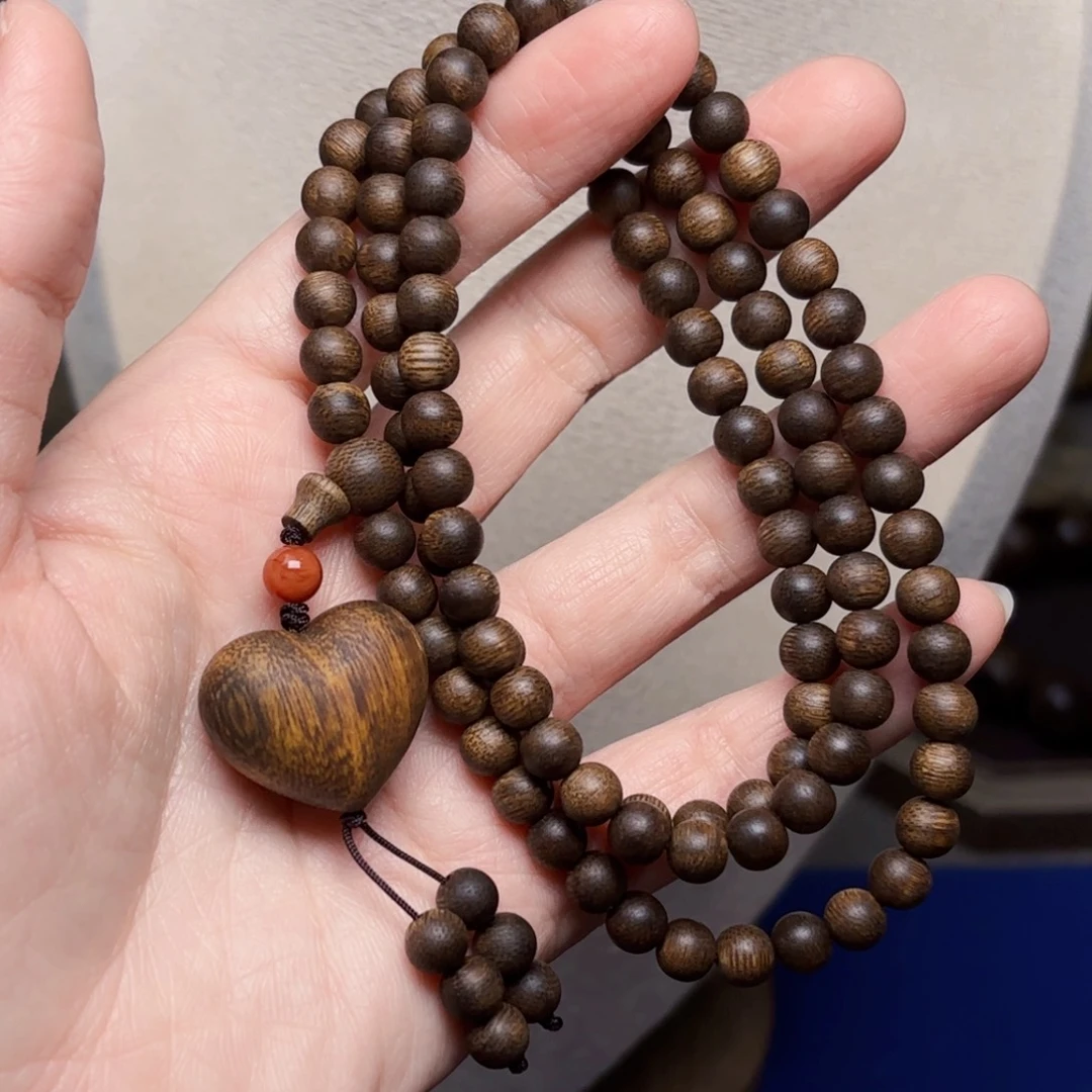 沉香手串越南富森红土熟结糖芯料0.6×108设计