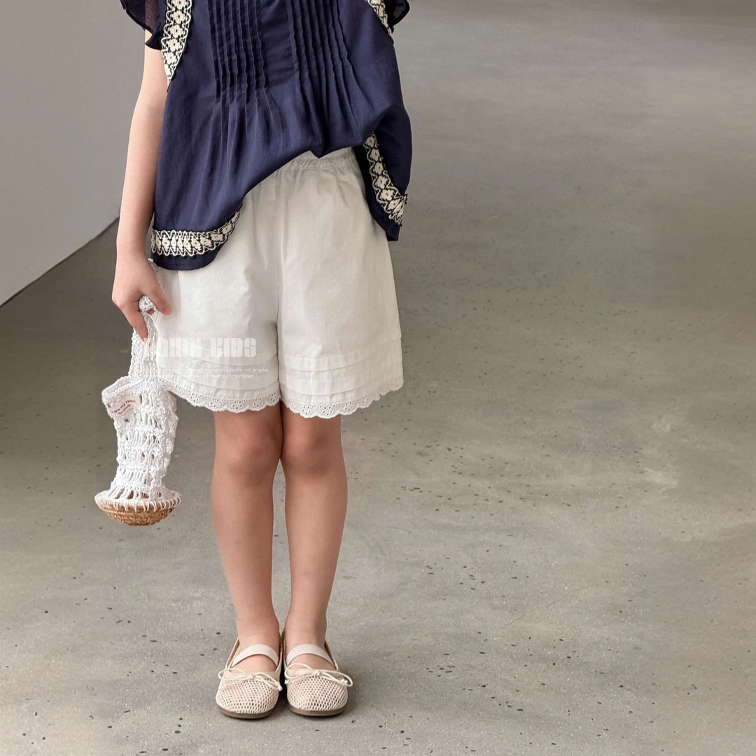 【嗒囜】镂空万针绣花~里外全棉亲肤透气 女童裤子夏装宽松休闲短裤