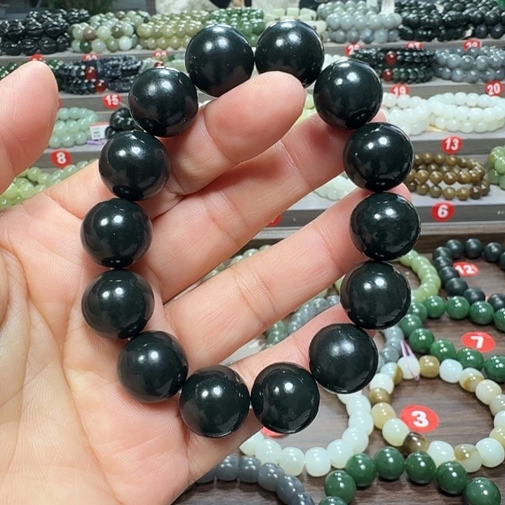 未镶嵌手链和田玉新疆黑青卡16