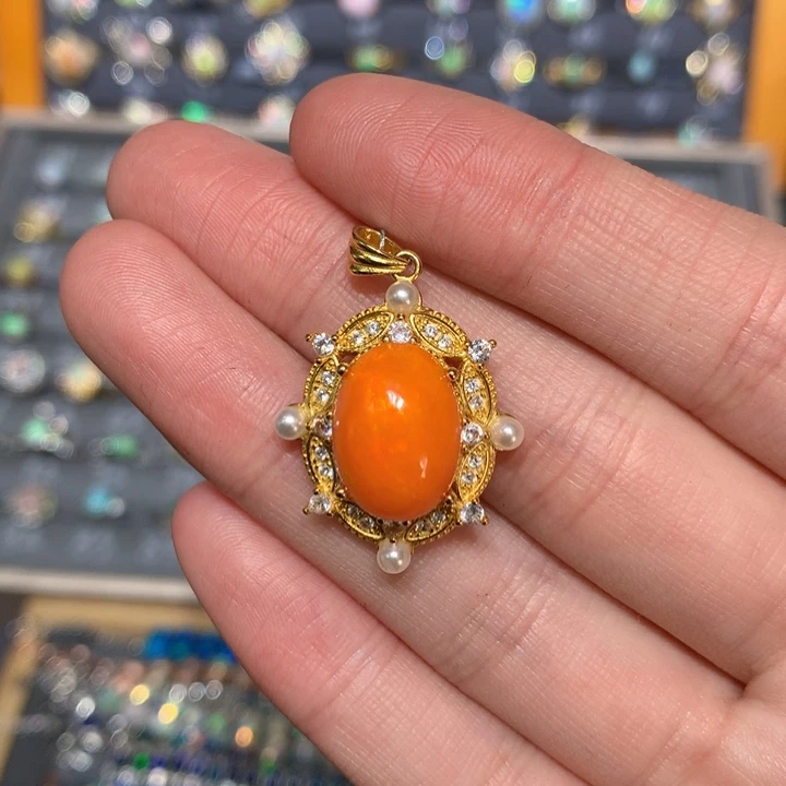 银S925镶嵌欧泊吊坠t