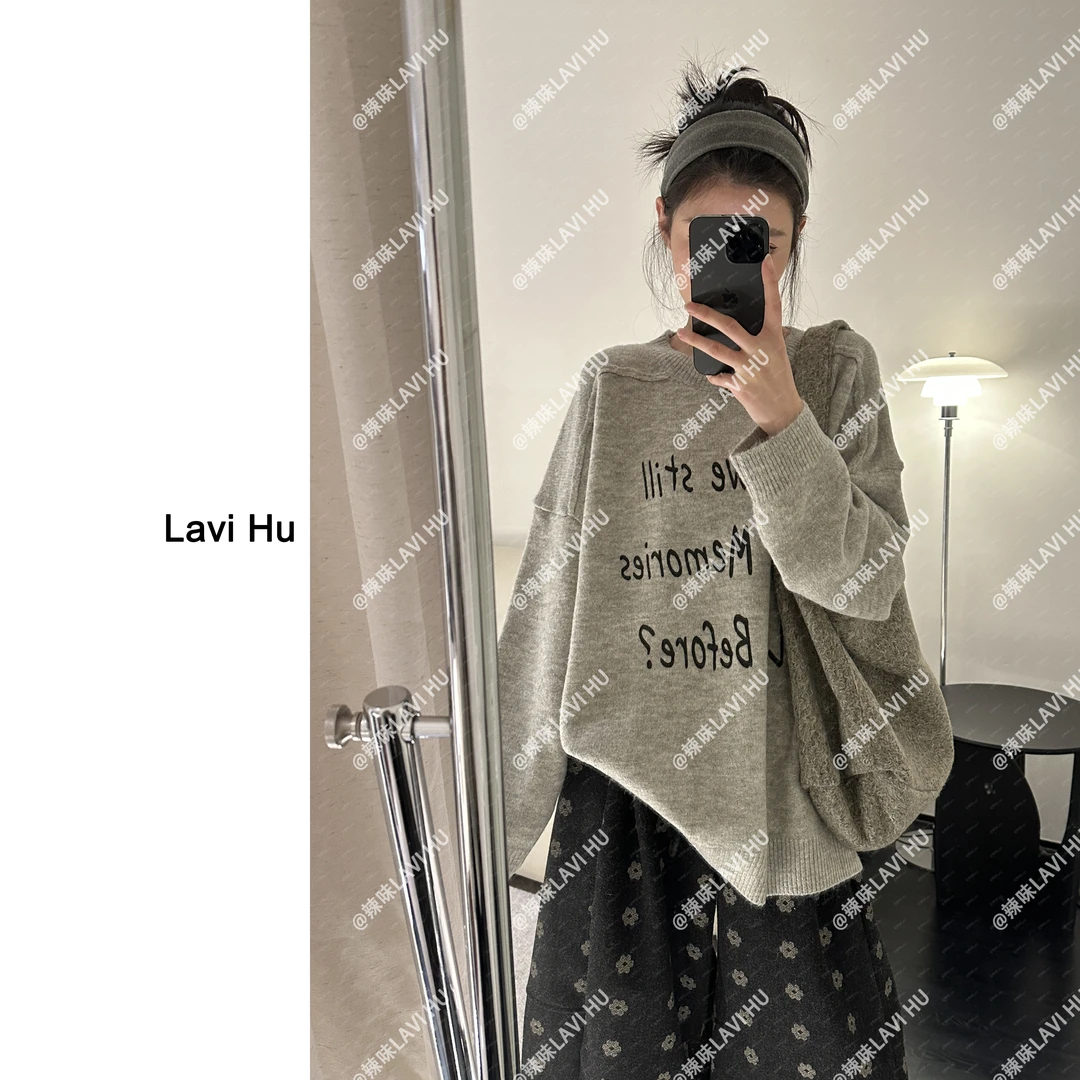 LAVI HU【昨日重现】百搭保暖长袖字母毛衣7089