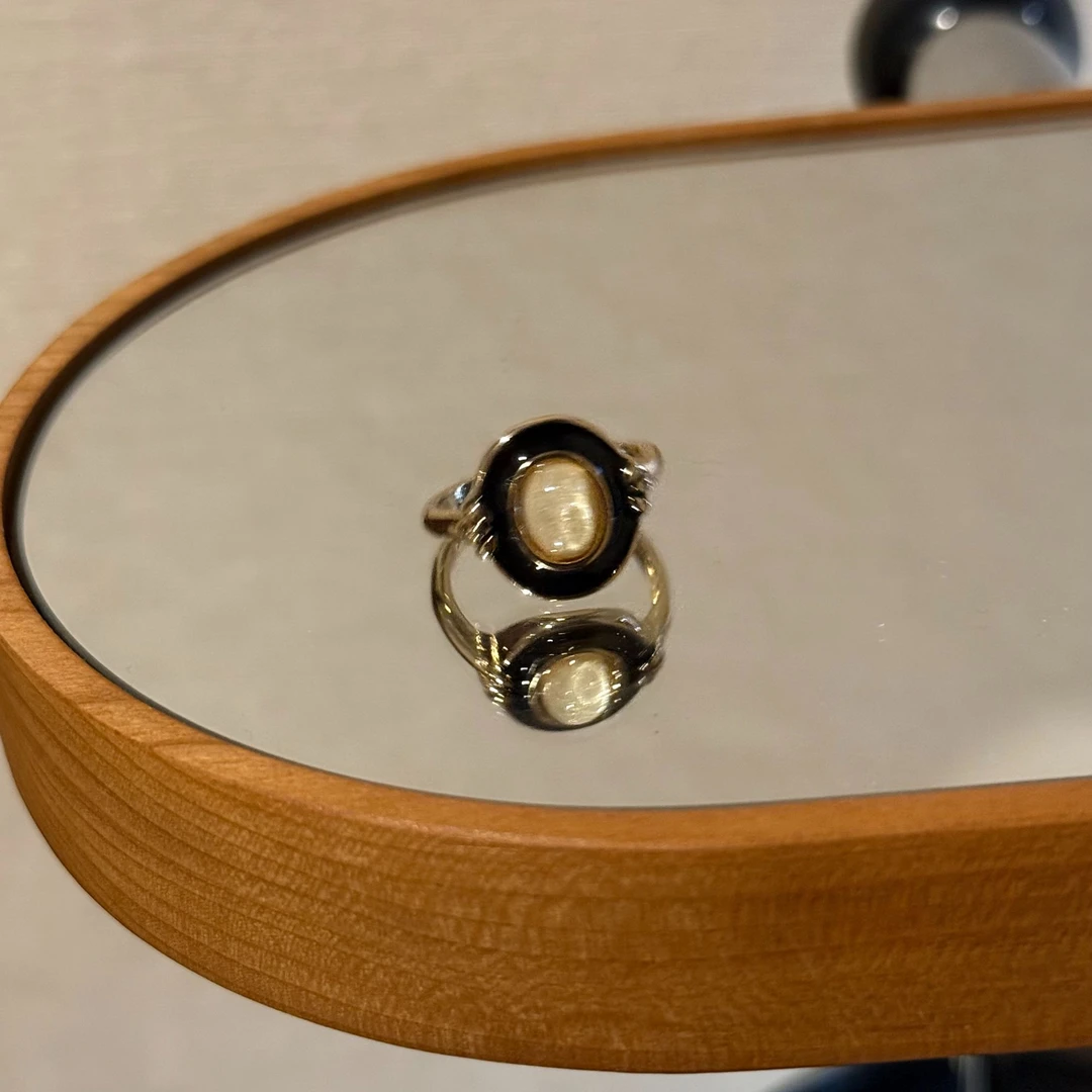 合金合成锆石戒指 小众百搭设计感复古戒指