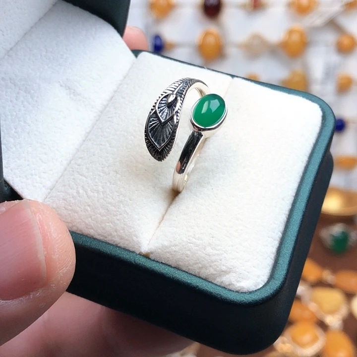 玛瑙/玉髓银S925镶嵌戒指