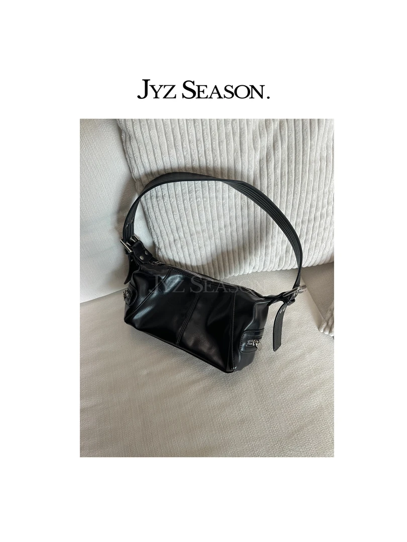 JYZ SEASON. 高品质小挎包拉链车缝线纯色单肩包腋下包方形
