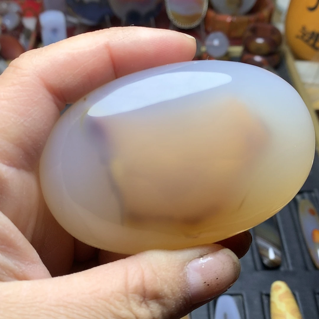 玛瑙/玉髓未镶嵌水胆手把件