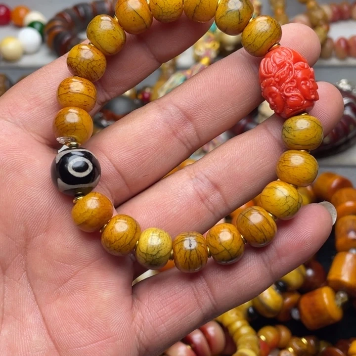 牦牛骨卡12尺寸苹果珠带2配饰