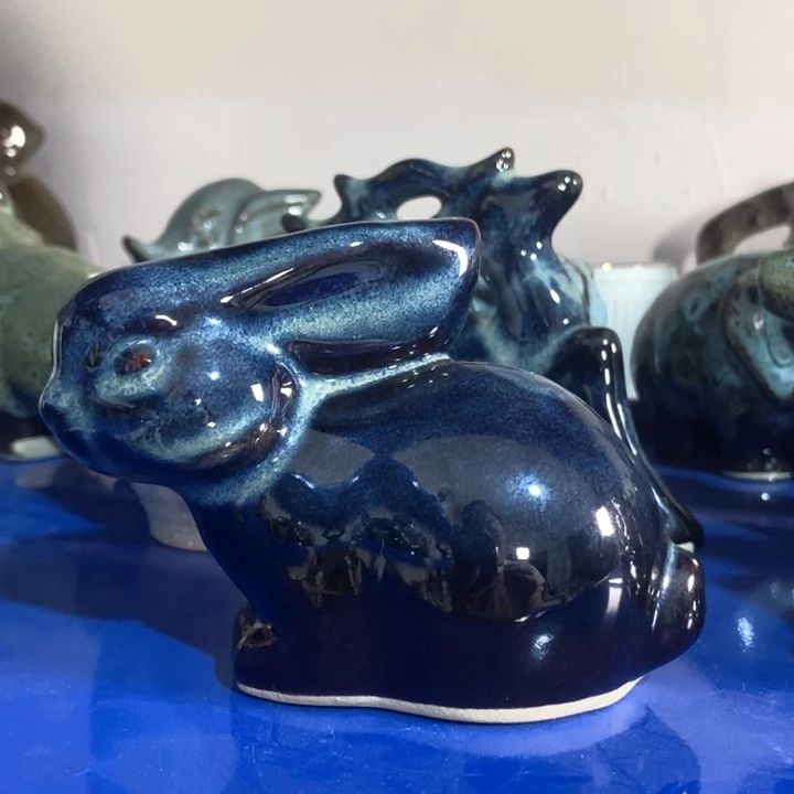 瓷片陶瓷品窑变兔子微瑕疵