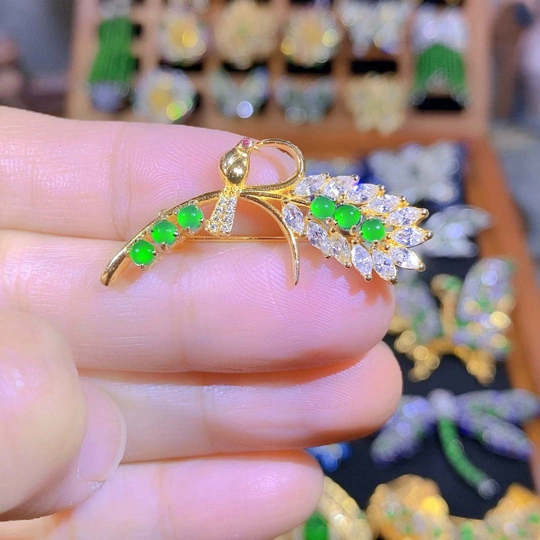 吊坠(不含链)银S925镶嵌翡翠