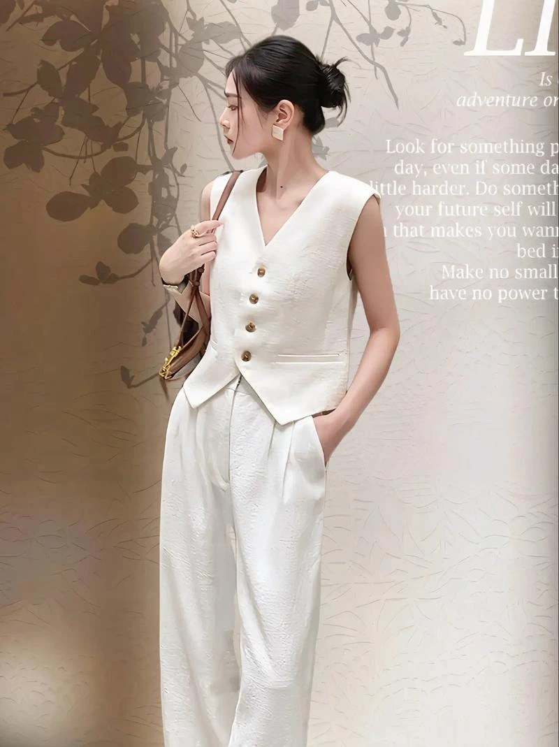 糖糖家慵懒风休闲风时尚套装套装无袖显瘦网红甜美气质夏季