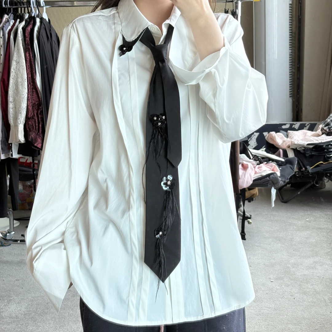 D31132南油爆款气质领带百搭长袖衬衫