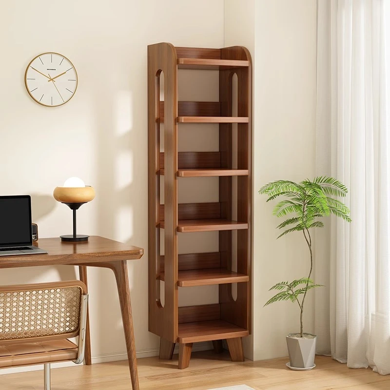客厅置物架飘窗实木墙边小窄柜落地一体转角书架儿童家用简易书柜