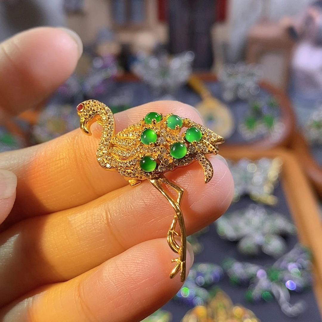 吊坠(不含链)银S925镶嵌翡翠