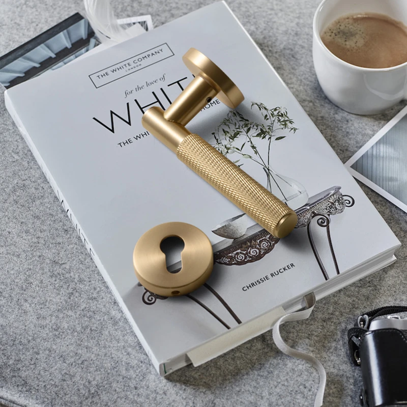 美式简约轻奢门锁室内卧室磁吸静音房间分体式现代木门房门门把手