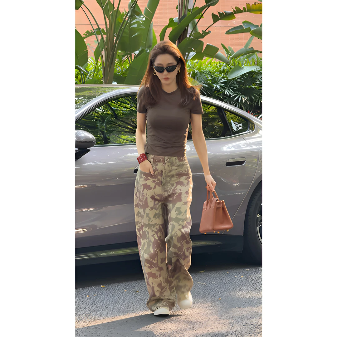 PH《沙漠绿洲》街头小众显瘦沙漠迷彩时尚龟裂印花休闲裤 PH3003