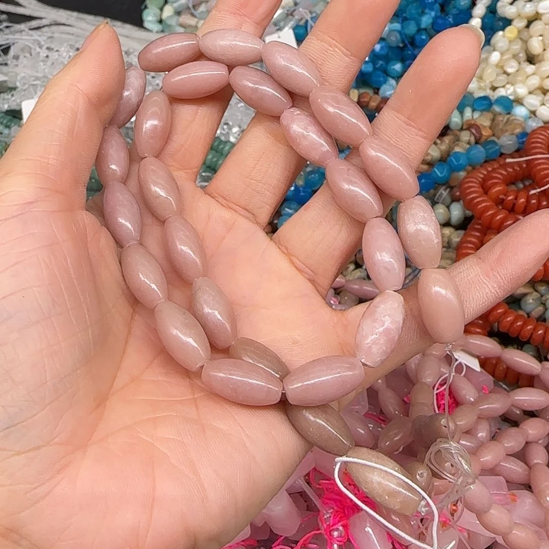 玛瑙/玉髓合金珠宝半成品粉澳宝枣珠8mm一条