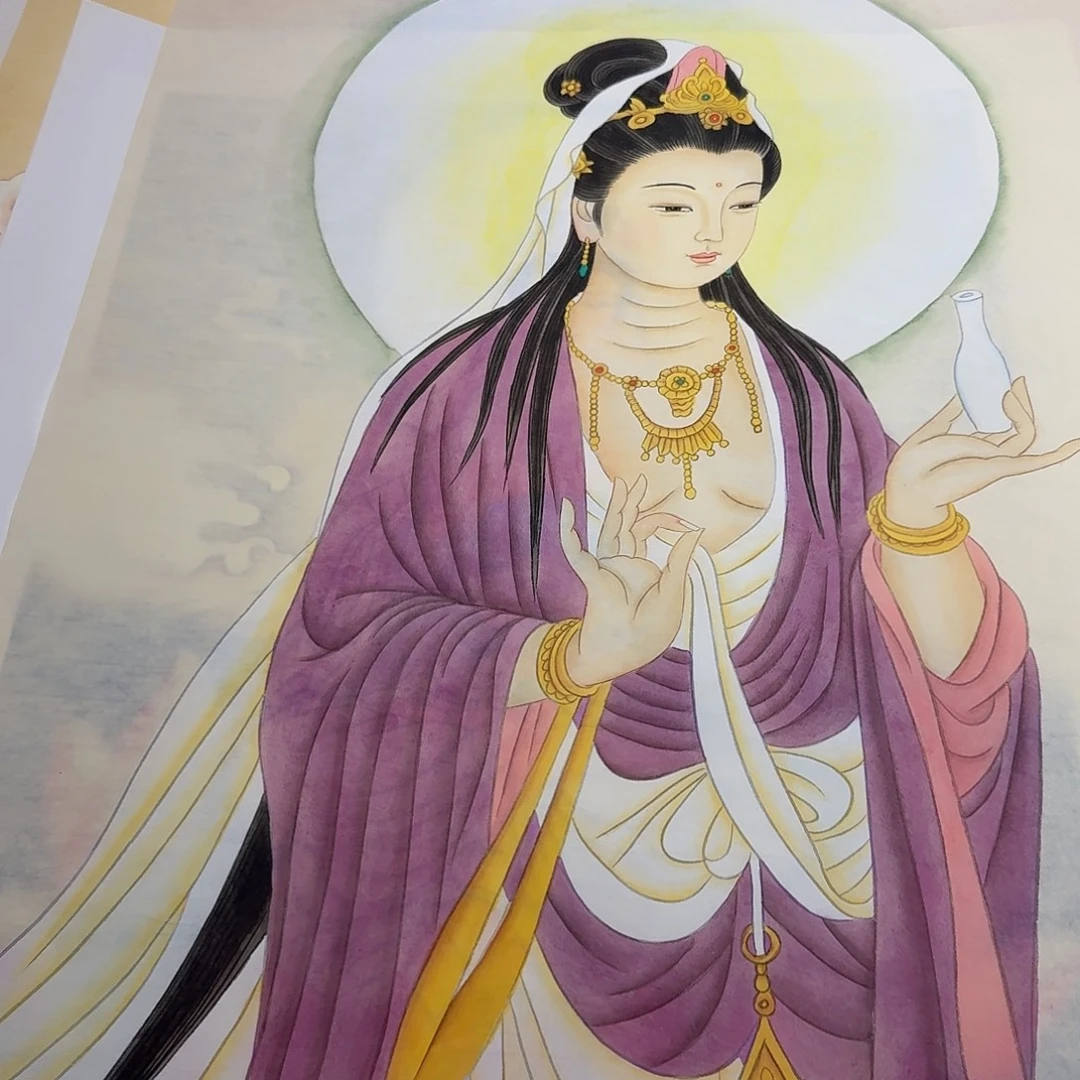 晟***禧国画紫衣观音一副作品