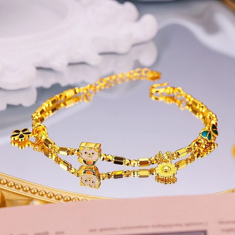 铜合金手链 莫奈花园系列珐琅彩手链烧蓝法式套链手链