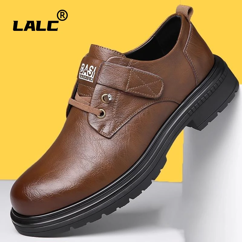 男鞋春季透气2024新款潮低帮马丁鞋英伦商务男士休闲大头皮鞋真皮