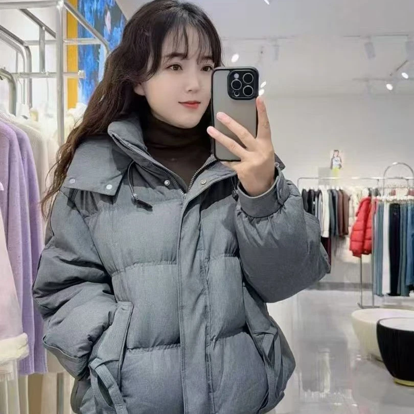 麦寻连帽常规灰色短款外套