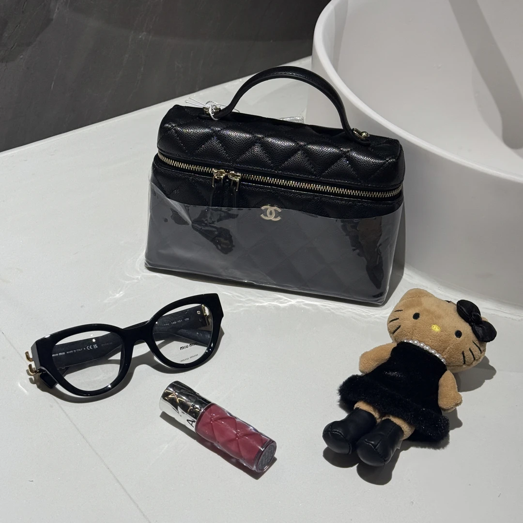 未使用 Chanel/香奈儿 黑金Lp盒子饭盒斜挎包