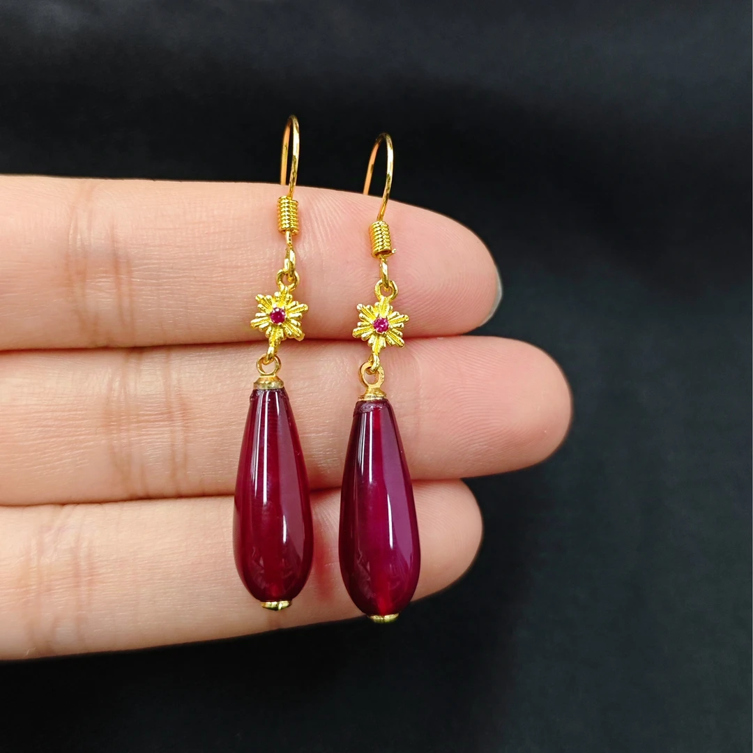 雪域红景天玛瑙耳饰A28-204赠礼盒(多样性发其一)