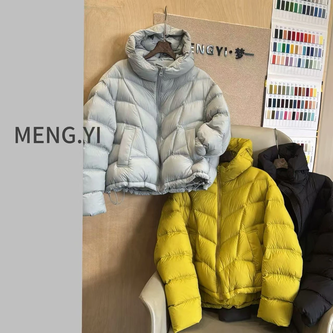 MENG.YI新国标90白鸭绒带帽泡芙短款羽绒服 5368