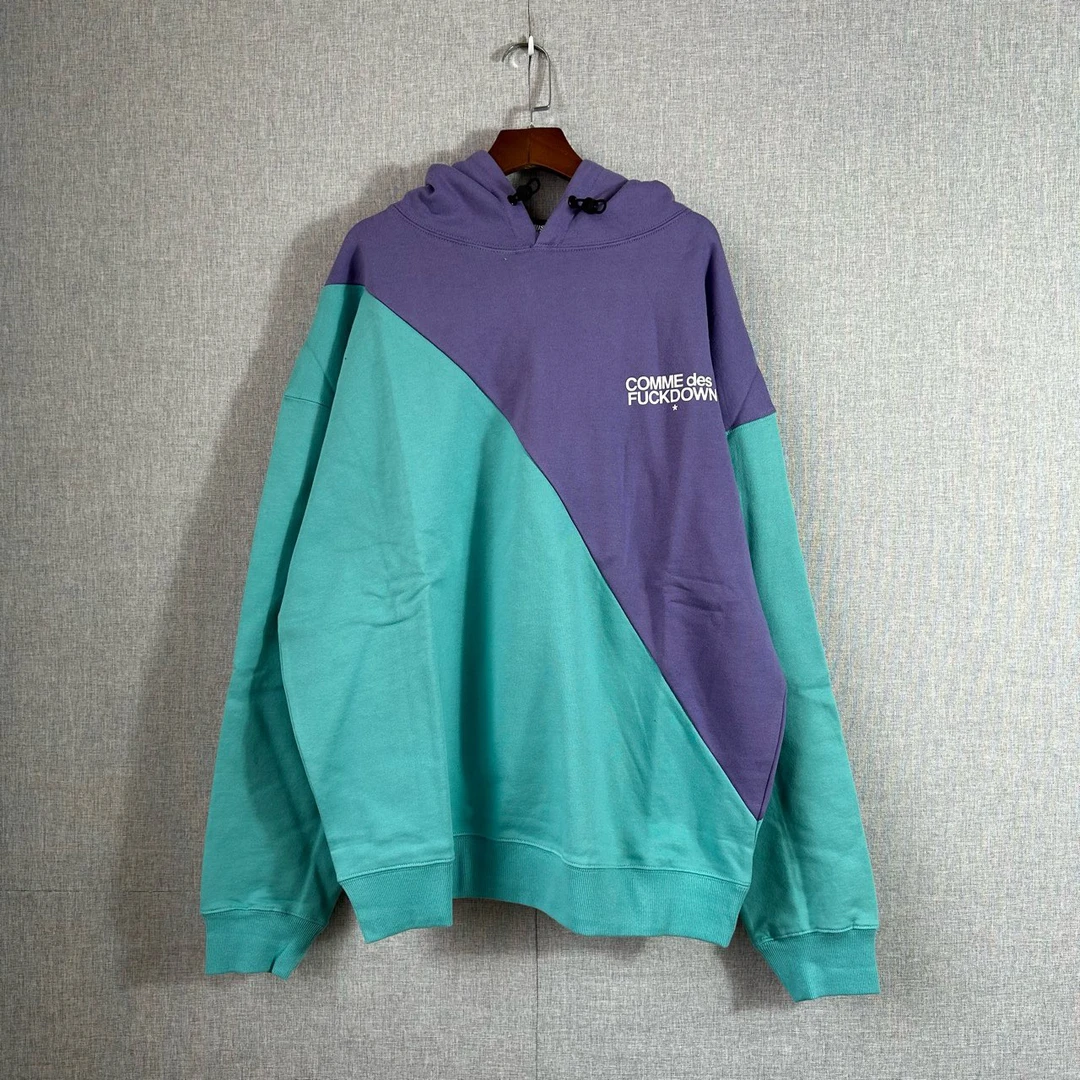 SSUR 撞色拼接 连帽卫衣 紫绿 WV0904 pu/bl