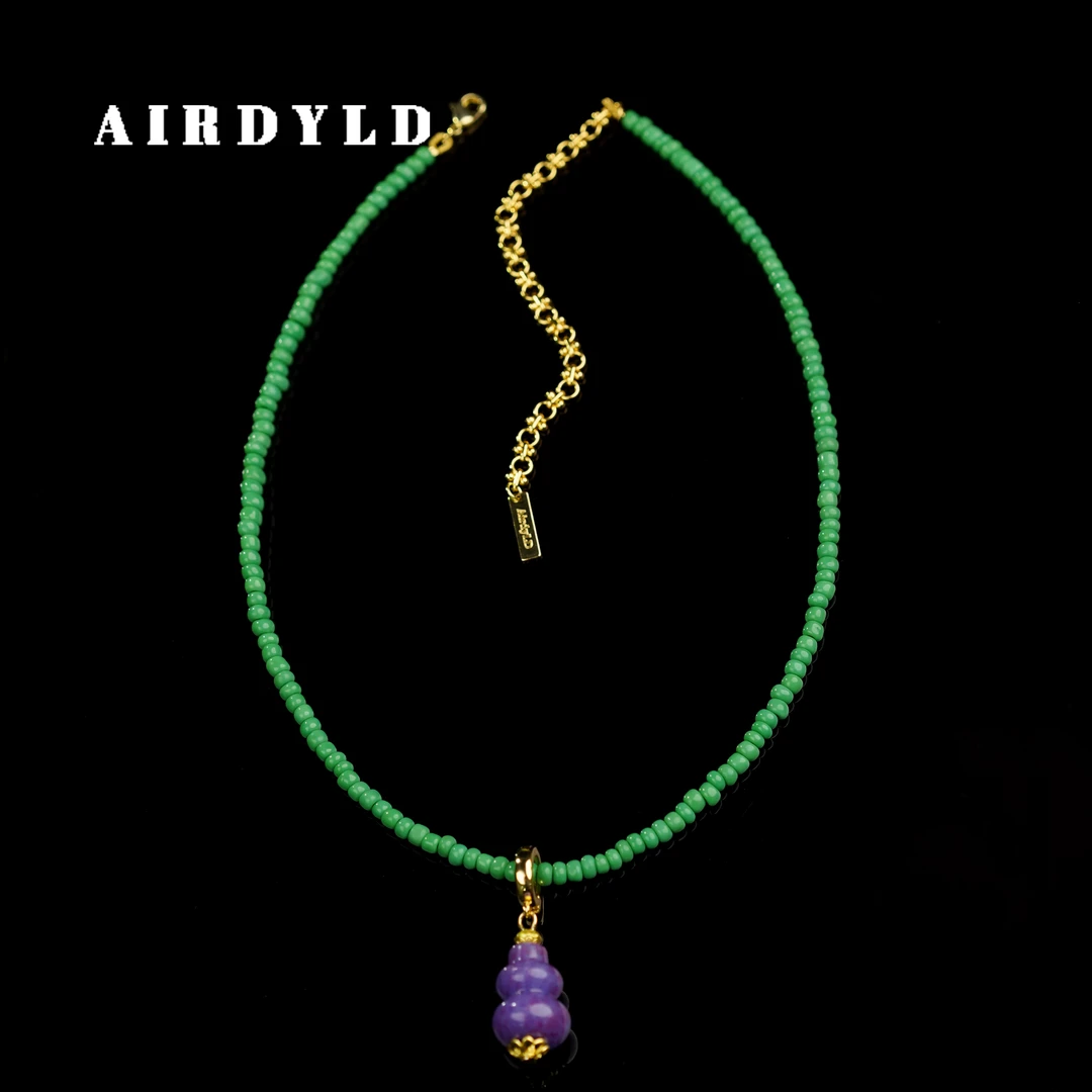 黄铜琉璃项链 【竹林】淄博非遗老琉璃绿色简约春夏清新极简项链