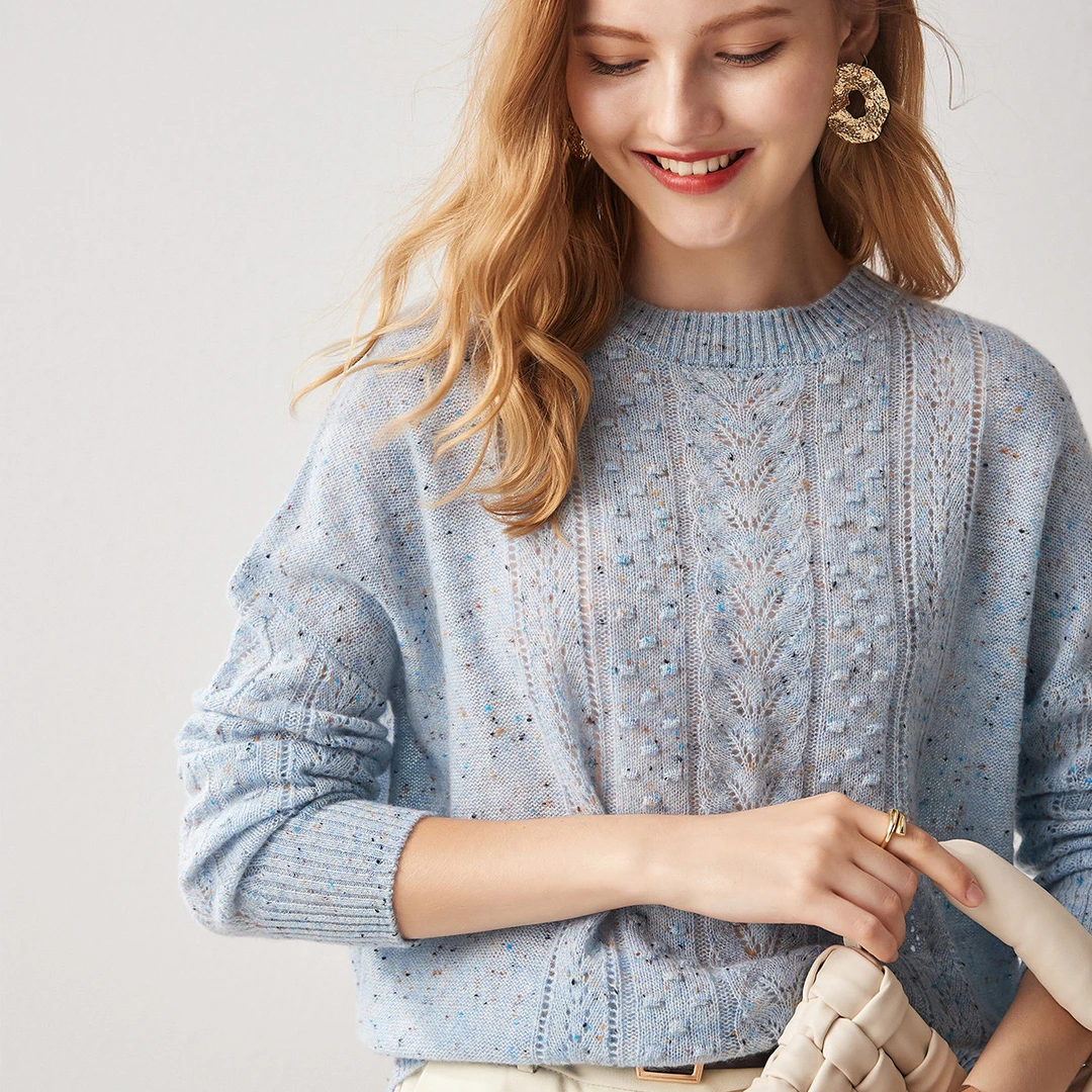 PALUOPO/帕罗【山羊绒】秋季淑女宽松气质针织羊绒衫女ET20167R-C1