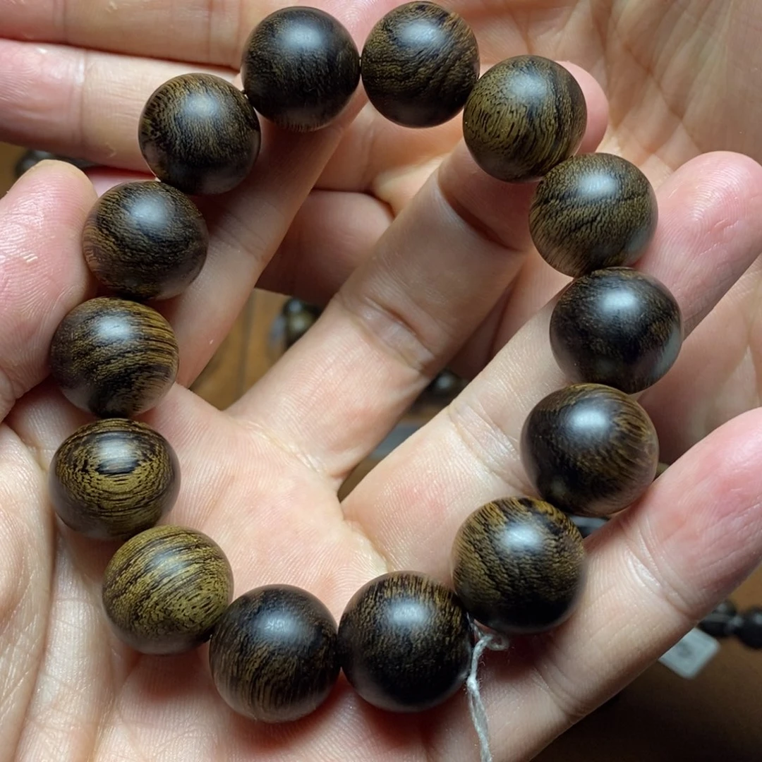 沉香手串越南芽庄白奇楠1.6半山半水虎皮纹