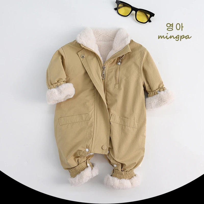 冬季a类婴儿夹棉连体衣宝宝加棉加厚保暖棉衣棉服外出衣服爬服