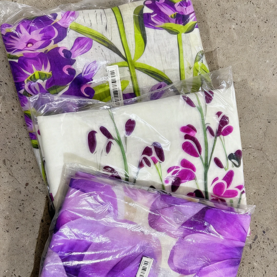 《小银》外贸紫色花款窗纱不挑132*241发一对