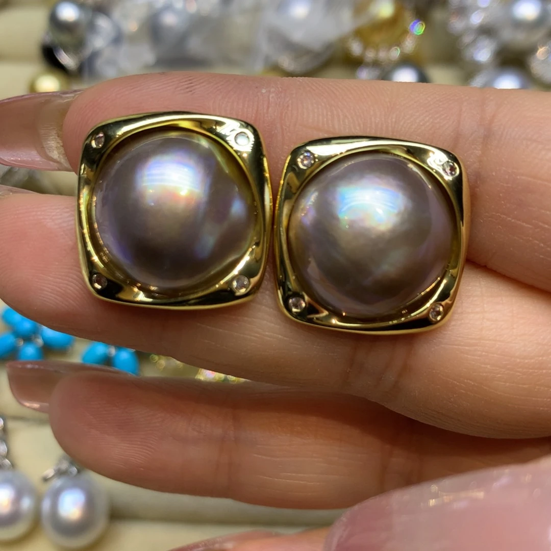 耳饰拼合珍珠（马贝珠）未镶嵌