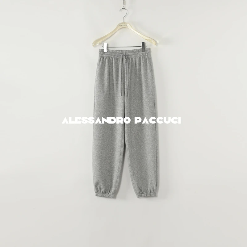 AP洛哥31013KV【简随】棉混纺松紧系带腰拉链口袋束脚多色时尚卫裤