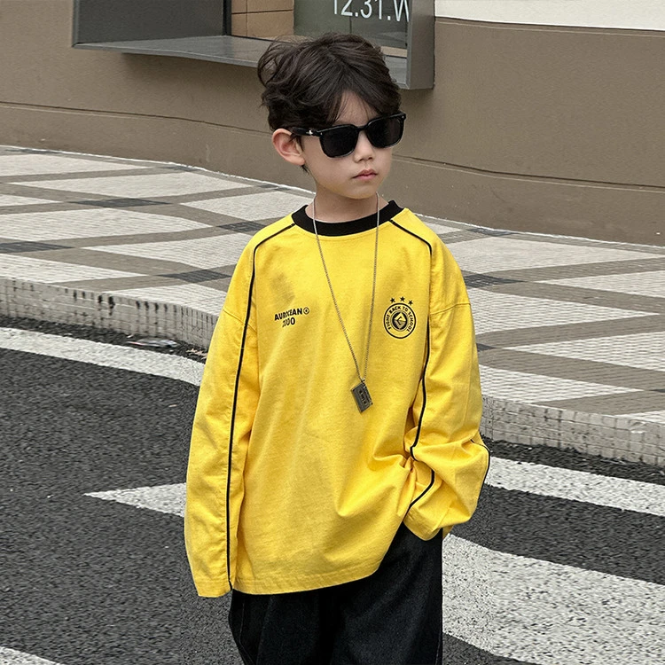 儿童韩卫衣男童春秋韩系休闲卫衣潮童时尚圆领套头百搭潮酷