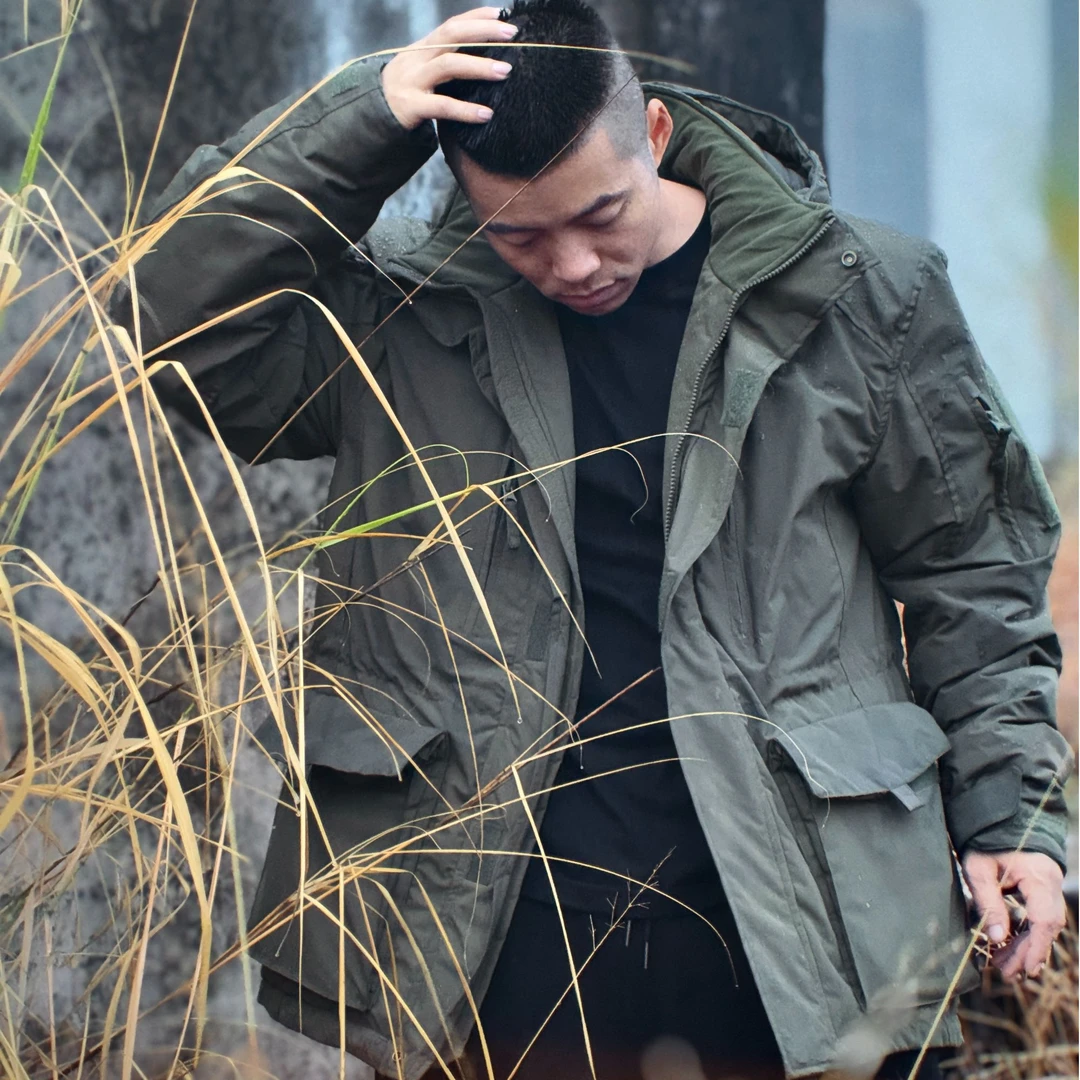 PAPLA冲锋衣战术棉服男士休闲户外防水连帽加绒加厚保暖冬季防风