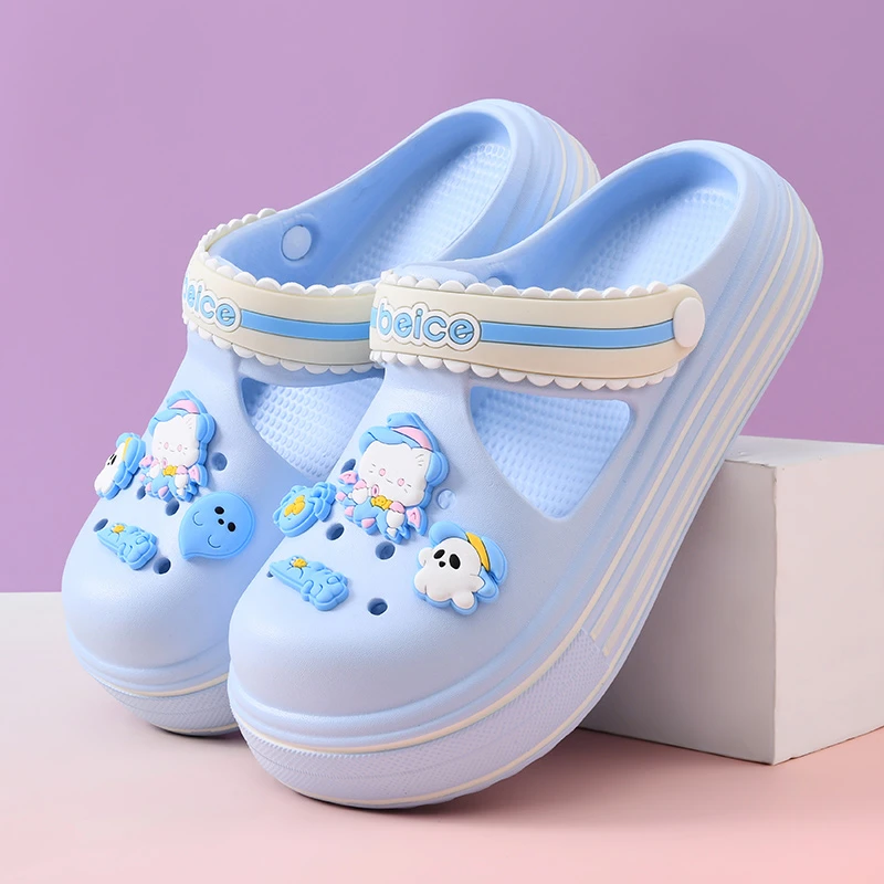洞洞鞋女外穿卡通可爱萝莉泡泡鞋包头拖软底玛丽珍女鞋沙滩凉拖鞋
