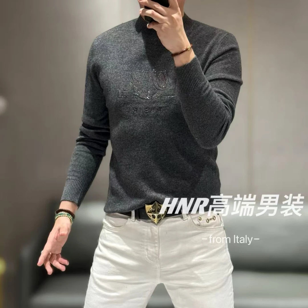 【山羊绒】设计师新款个性图标色时尚潮流休闲百搭羊毛衫63-1